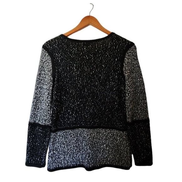 Calvin Klein Black & White Knit Sweater Tweed Color Block‎ size S Small - Picture 8 of 11